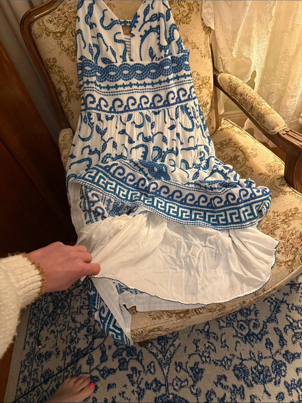 Maeve by Anthropologie Sun Dress with Blue Embroidery - Picture 11 of 15